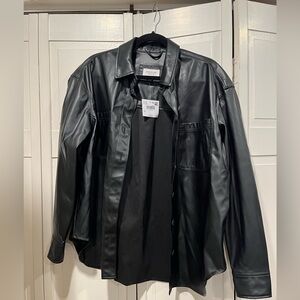 AE pleather  button down shirt NWT size small